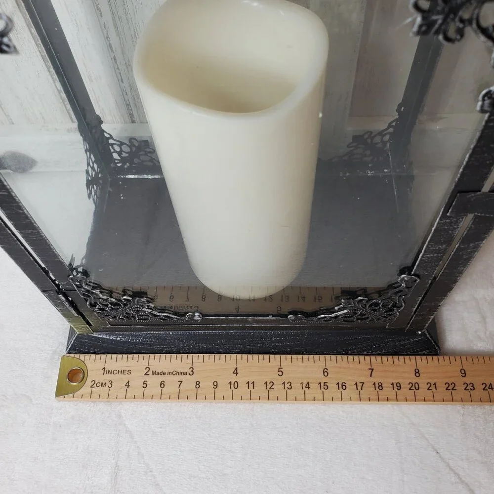 Black Metal Lantern With Candle